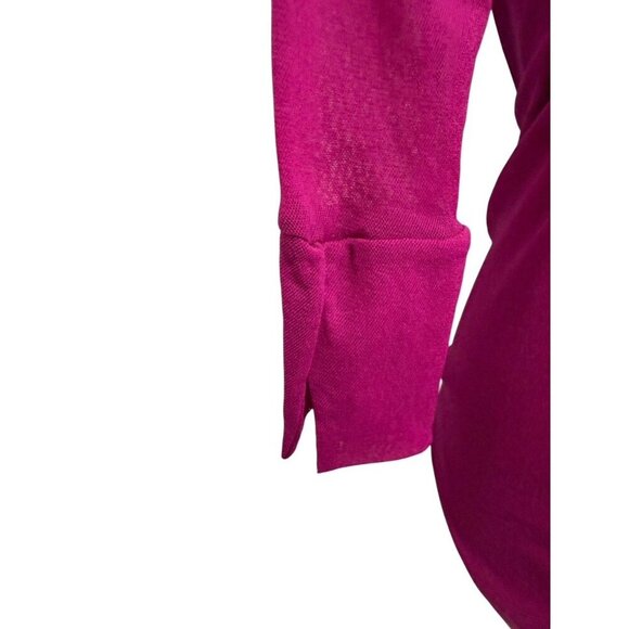 Petit Pois by Viviana G Mesh Long Sleeve V-Neck Top Fuchsia Purple Y2K Size M - Picture 5 of 9